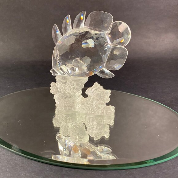 Swarovski large Crystal Butterfly Fish Figurine Clear on Reef W/ display mirror - Picture 2 of 10